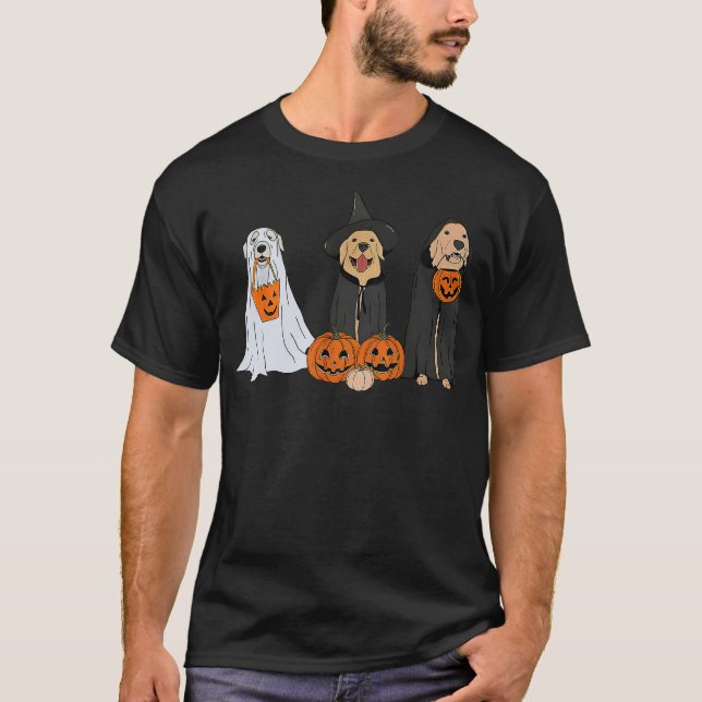 T-shirt Halloween Dog Wearing Ghost Custome Dog Lovers (Devant)