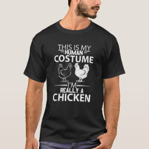 T-shirt Halloween Drôle Ceci Est Mon Costume Humain Poulet