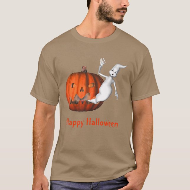 T-shirt Halloween drôle de Ghost Jack-o'-lantern (Devant)