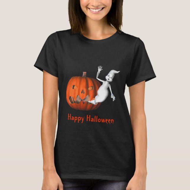 T-shirt Halloween drôle de Ghost Jack-o'-lantern (Devant)
