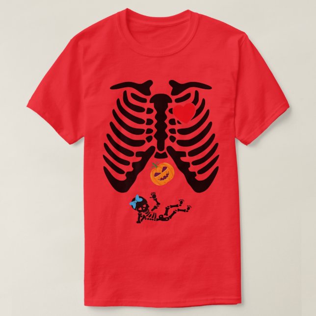 T-shirt Halloween drôle grossesse squelette citrouille bab (Design devant)