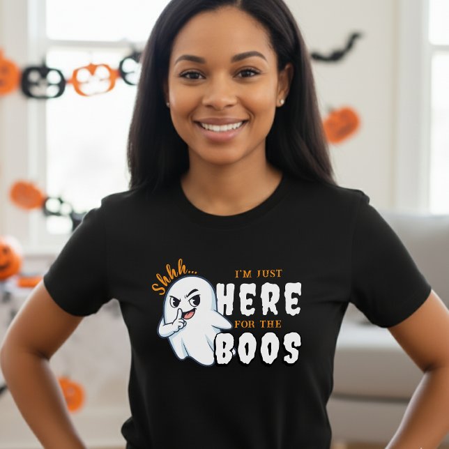 T-shirt Halloween drôle jeu de fantôme juste ici pour les  (Halloween Funny Ghost Pun Just Here for the Boos T-Shirt
)