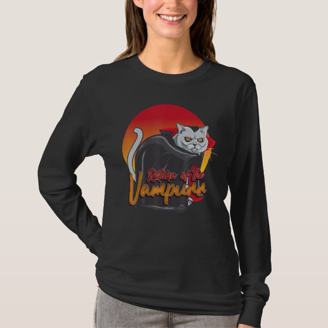 T-shirt Halloween Drôle Retour De Vampire Vampire Chat Vam (Devant)