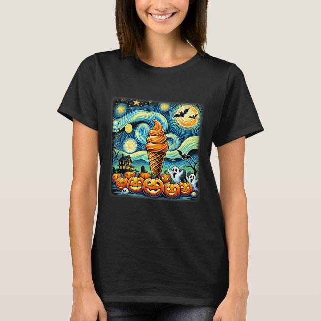 T-shirt Halloween du cône de crème glacée de nuit (Devant)