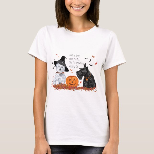 T-shirt Halloween écossais et West Highland White Terrier (Devant)