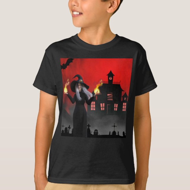 T-shirt Halloween effrayant. (Devant)