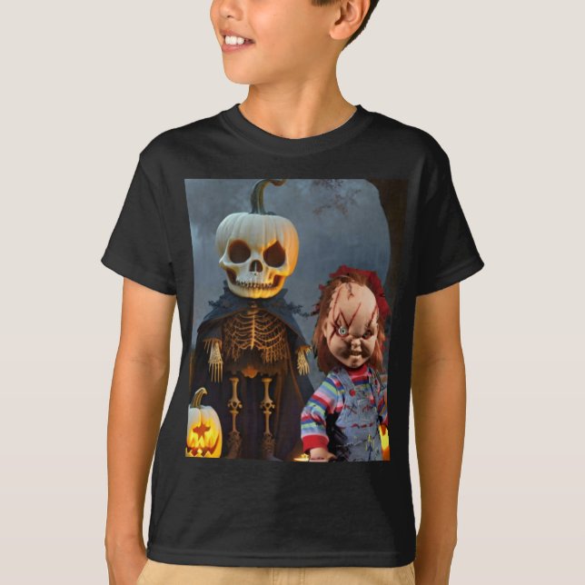 T-shirt Halloween effrayant. (Devant)