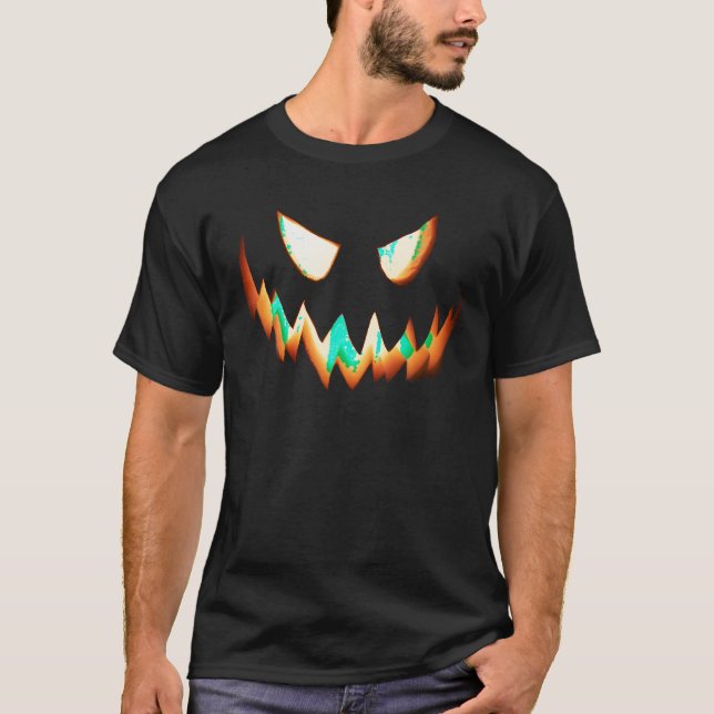 T-shirt Halloween Éffrayant Jack-o'-lantern Face Citrouill (Devant)