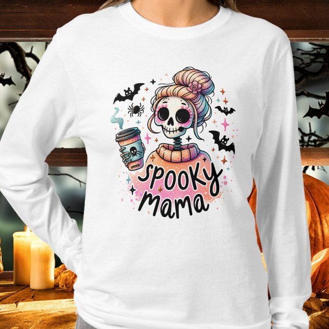 T-shirt Halloween Éffrayant Mama Café Squelette personnali (Créateur téléchargé)