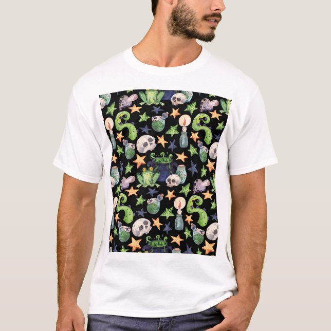 T-shirt Halloween éffrayant : Motif à main foncée. (Devant)