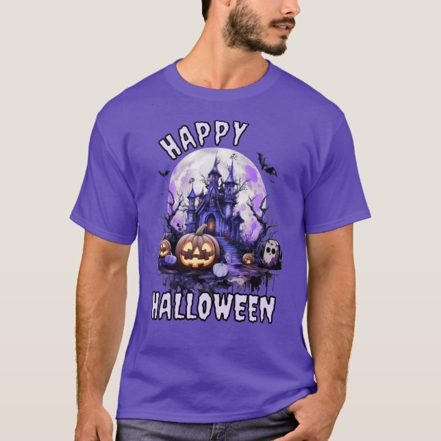 T-shirt Halloween Éffrayant pourpre (Devant)