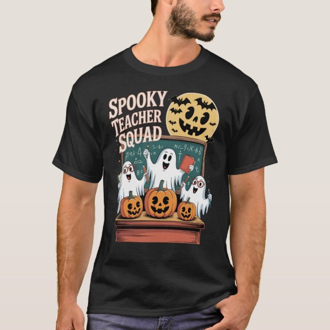 T-shirt Halloween Éffrayant Teacher Squad Fantômes et Citr (Devant)