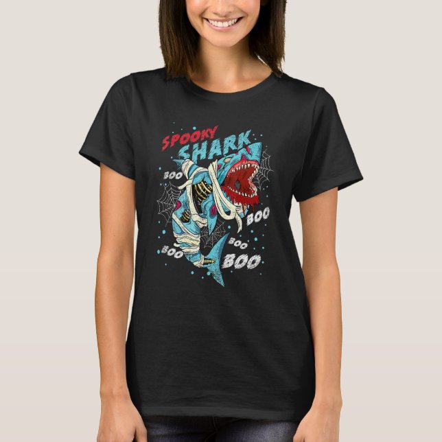 T-shirt Halloween Éffrayant Zombie Shark Mummy Costume de  (Devant)