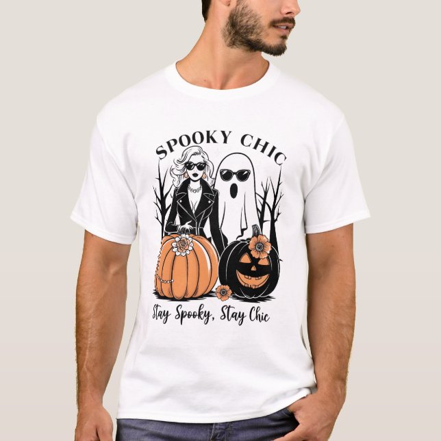 T-shirt Halloween élégant avec Éffrayant (Devant)