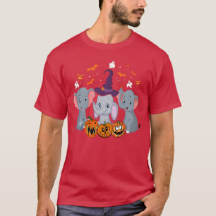 T-shirt Halloween éléphant sorcière citrouille drôle hallo