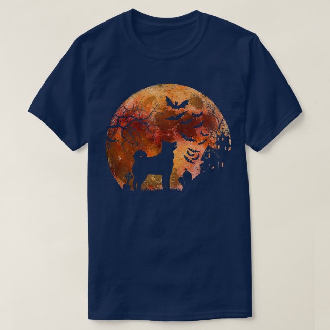 T-shirt Halloween Elkhound, Graves, Aquarelle Moon & Haun (Design devant)