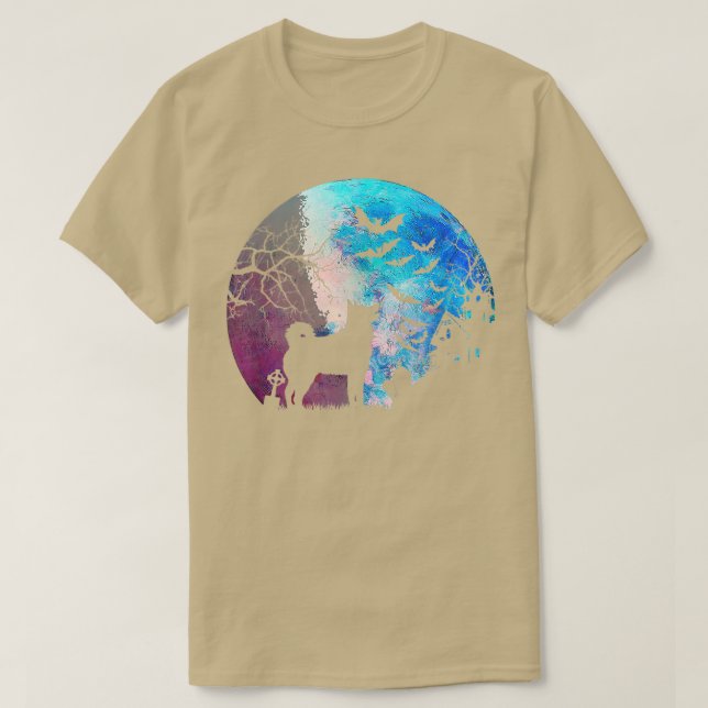 T-shirt Halloween Elkhound, Graves, Aquarelle Moon & Haun (Design devant)