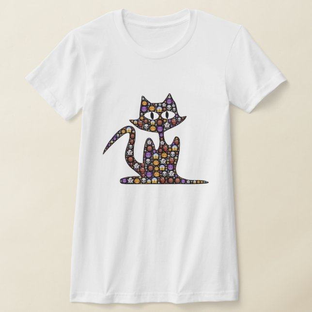 T-shirt Halloween Emoji Chat noir (Poser)