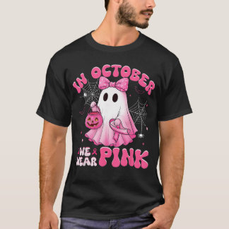 T-shirt Halloween en octobre Nous portons du rose Ruban ro