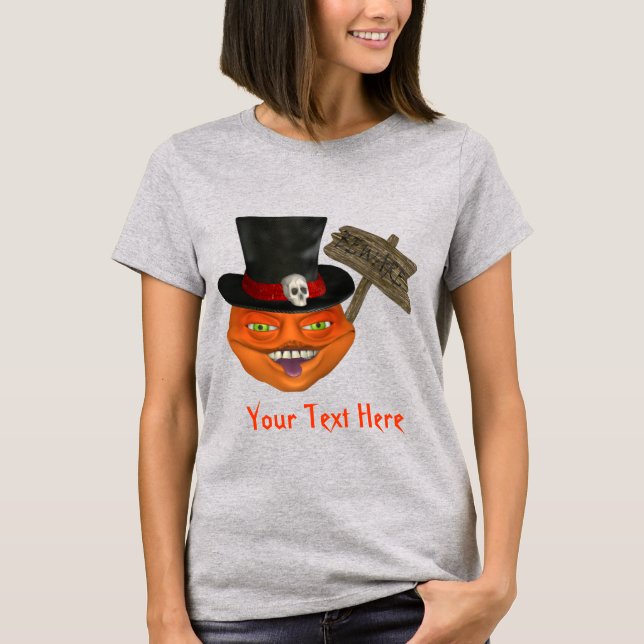 T-shirt Halloween en tête du Citrouille déplaisant (Devant)