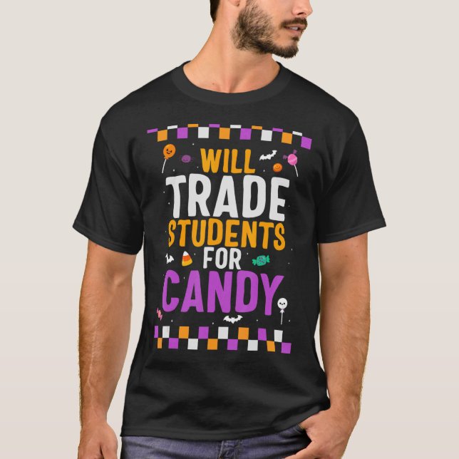 T-shirt Halloween Enseignant Fera Le Commerce Aux Étudiant (Devant)