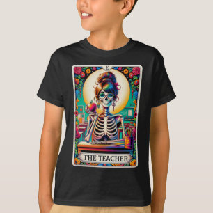 T-shirt Halloween Enseignants Carte Tarot Squelette Éffray