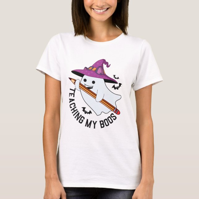 T-shirt Halloween enseigner mon design de livre (Devant)