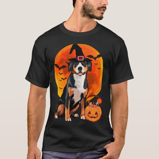 T-shirt Halloween Entlebucher Mountain Dog Jack O Lantern  (Devant)