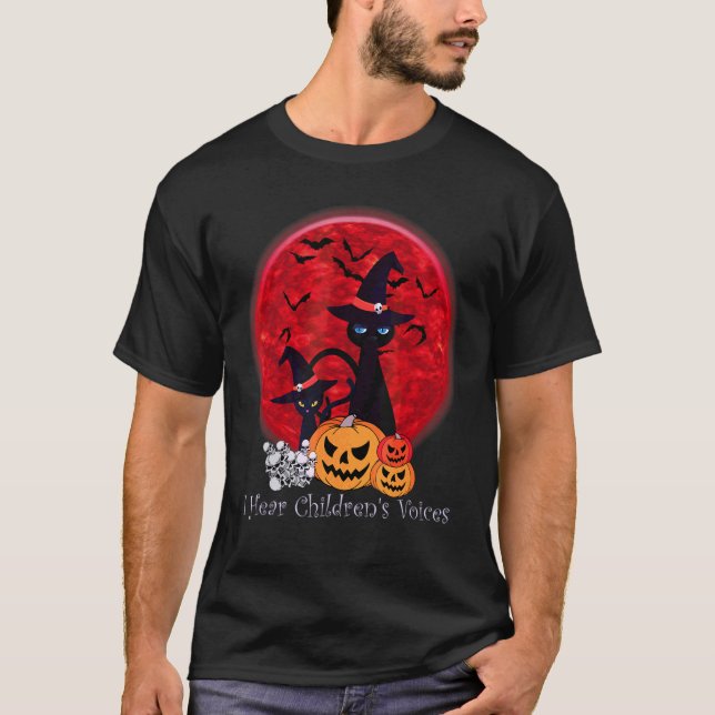 T-shirt Halloween Épouvantable Chat Noir Sorcière Saison A (Devant)