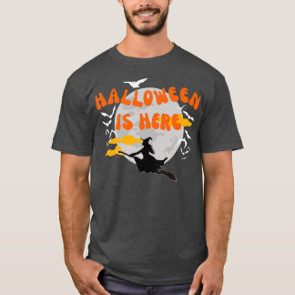T-shirt Halloween est ici Sorcière Casquette Broomstick Lu