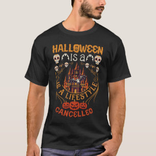 T-shirt Halloween Est Mode De Vie Annulé Château Crânes Po