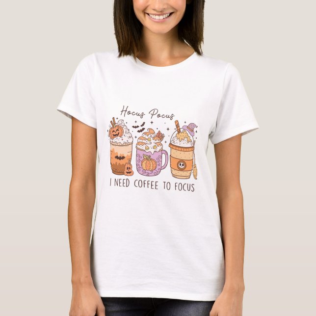 T-shirt Halloween et café (Devant)