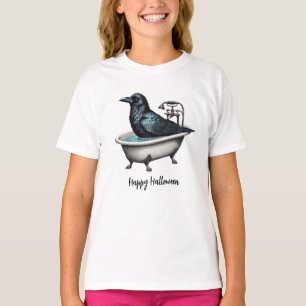 T-shirt Halloween Evil Black Crow Baignoire douche Belle