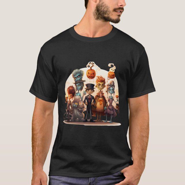 T-shirt Halloween Famille Colorée (Devant)