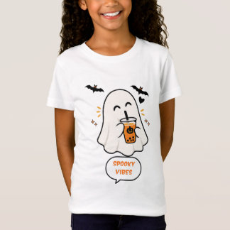 T-Shirt Halloween Fantôme qui Boit du Jus d'Orange Vibes S