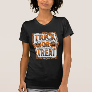 T-shirt Halloween Farce Friandise Citrouilles Crânes Gravu