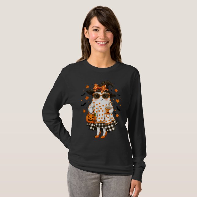 T-shirt Halloween féminin Cute Witchy Ghost (Devant entier)