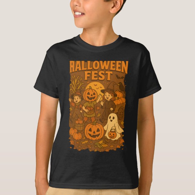T-shirt Halloween Fest Automne Falls Retro Unisex Vêtement (Devant)