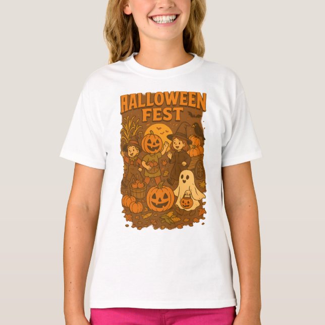 T-shirt Halloween Fest Automne Falls Retro Unisex Vêtement (Devant)