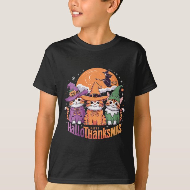 T-shirt Halloween Filles Thanksgiving Christmas Happy Hall (Devant)