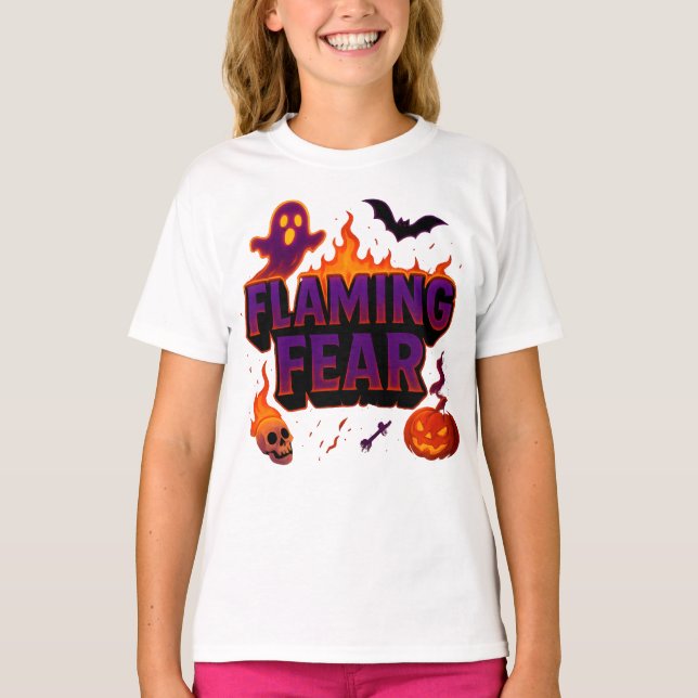 T-shirt Halloween Flammes Peur Vêtements Éffrayants (Devant)