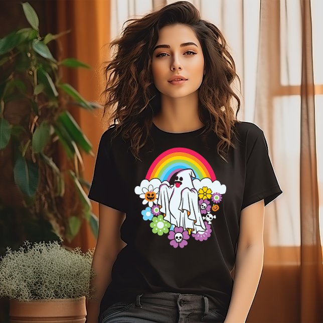 T-SHIRT HALLOWEEN FLORAL RAINBOW GHOST (Créateur téléchargé)