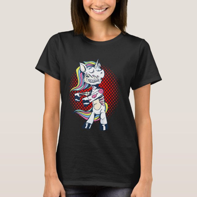 T-shirt Halloween Flossing Zombie Unicorn Funny Cool Facil (Devant)