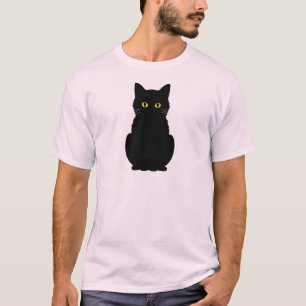 T-shirt Halloween Fluffy Jaune Chat Noir Jaune