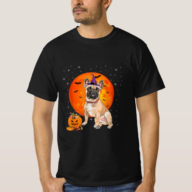 T-shirt Halloween Français Bulldog Trick Ou Treat Citrouil (Devant)