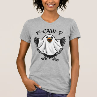 T-shirt Halloween Funny Crow Ghost "F-CAW-F", Humour Éffra