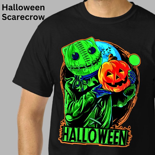 T-shirt Halloween Funny Green Scary Sack Homme Citrouille  (Créateur téléchargé)