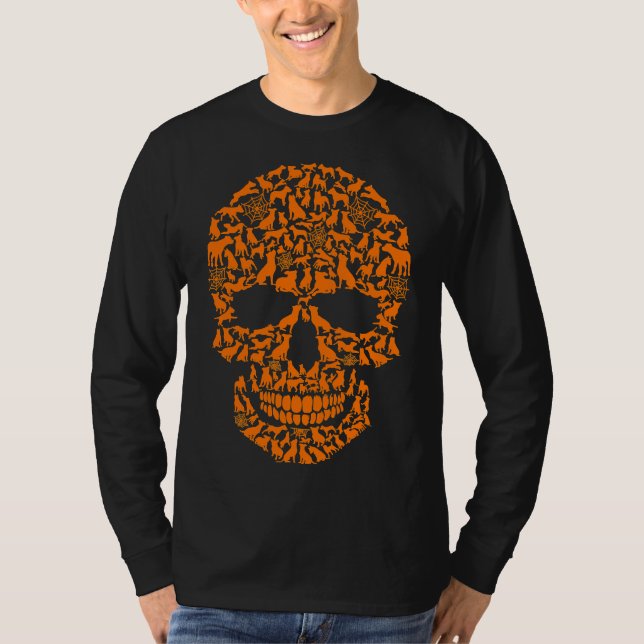 T-shirt Halloween Funny Pitbull Chien Crâne (Devant)
