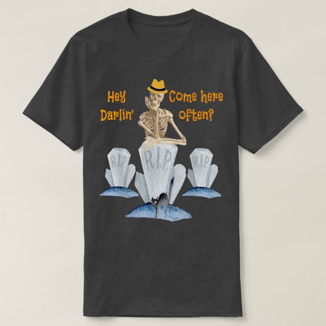 T-shirt Halloween Funny Skeleton, Flirté, Squelette, Haute (Design devant)
