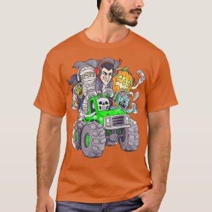 T-shirt Halloween Gamer Skeleton Zombie Monster Truck Funn